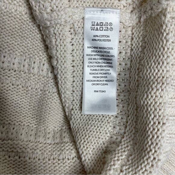 Cupcake And Cashmere Chunky Cable Knit Pullover Sweater‎ Cream Oversized Medium - Picture 7 of 9